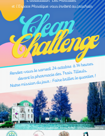 Affiche annonçant un Clean Challenge organisé par Les Marcottes